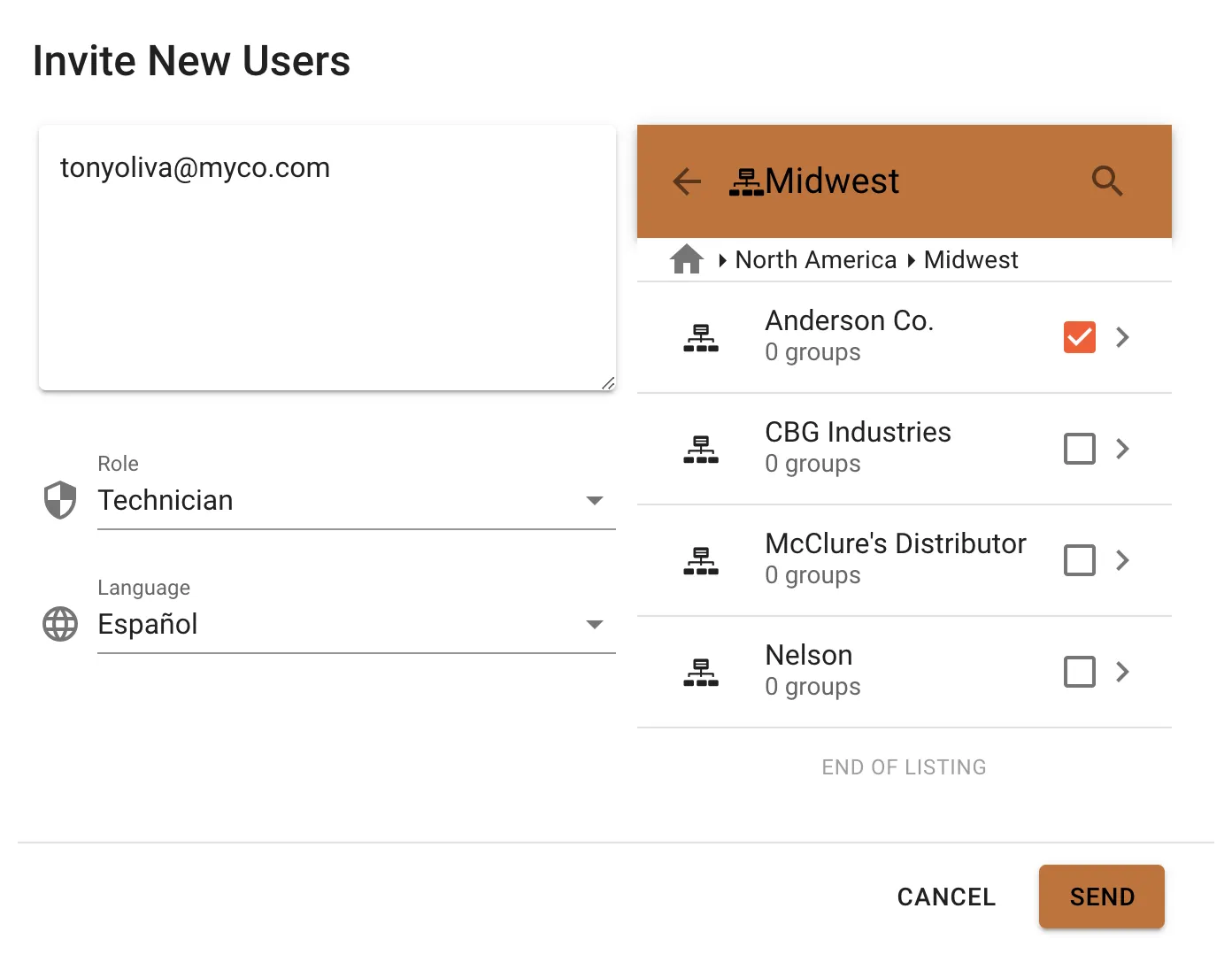 ExoSense user invite and permissions